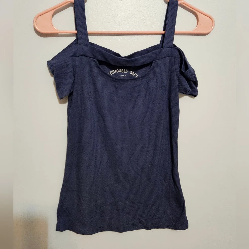 Blue Sleeveless Cut Out Tank Top - Picture 1 of 3